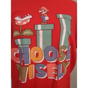 Super Mario Size L Red Graphic T-Shirt Choose Wisely Video Game Character